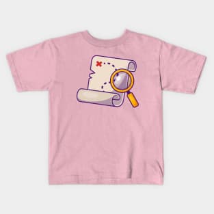 Treasure Map With Magnifying Glass Cartoon Kids T-Shirt